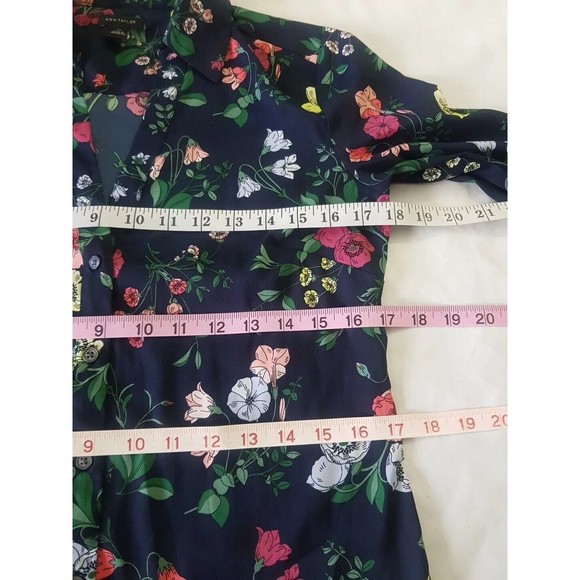 Ann Taylor Womens Blouse Top Sz XS Floral Long Sleeve Button down Collar Office - Picture 7 of 16
